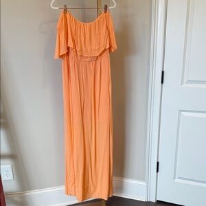 Versona Peach Off-Shoulder Maxi Dress